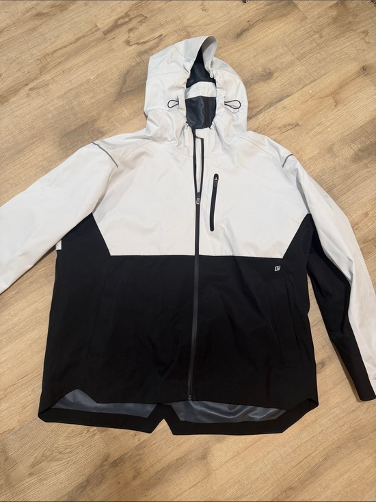 Other - Men's Two-Tone Hooded Rain Jacket - White & Black